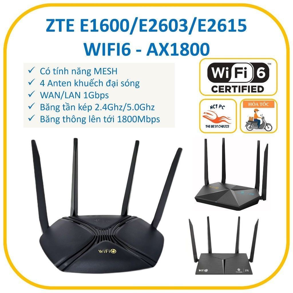 [RẺ VÔ ĐỊCH] Bộ Phát Wifi Mesh Wifi 6 ZTE E1600 E2603 E2615 AX1800 - hàng Chính hãng đã qua sử dụng 