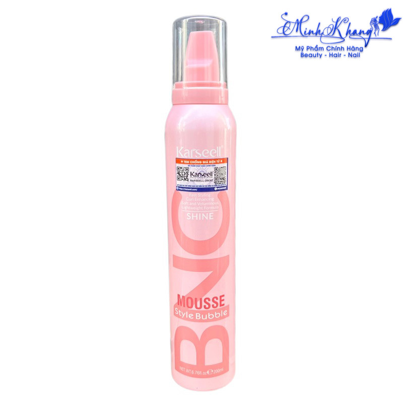 MOUSSE BỌT TẠO KIỂU TÓC UỐN XOĂN KARSEELL BNC SHINE STYLE BUBBLE (HỒNG) 200ML - MK