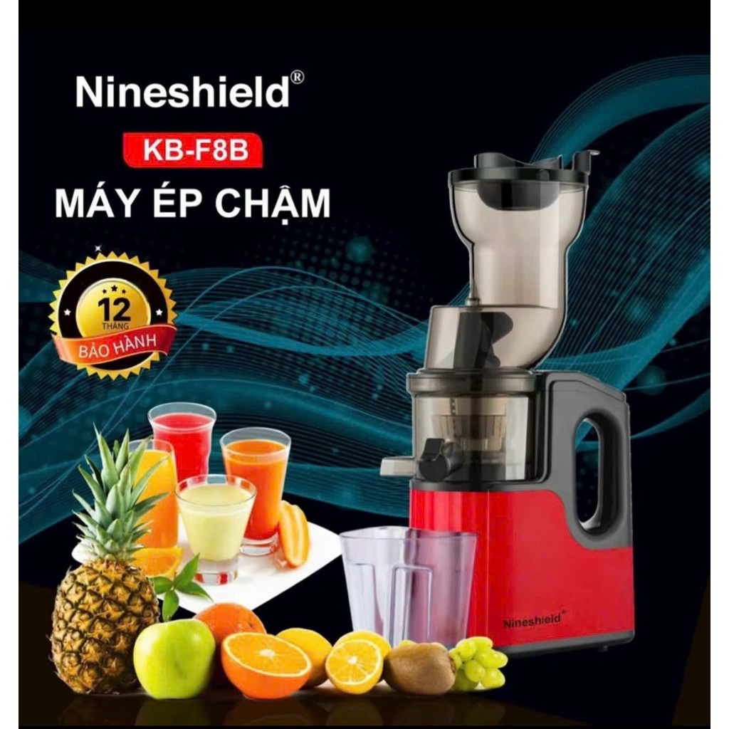 Máy Ép Chậm Trái Cây HONGXING -NINESHIELD–Ép Hoa Quả Cổ To–Ép Kiệt Bã, Công Nghệ Hàn Quốc–Làm Nước Ép, Sinh Tố (BH 12T )