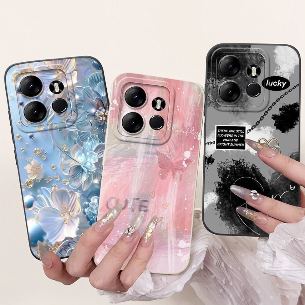 Ốp lưng Tecno Pop 7 BF6 Tecno Pop 7 Pro Cover BF7 BF7h Hoa thời trang sang trọng Kawaii Girl Ốp điện