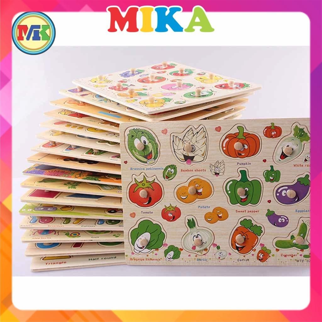 Đồ Chơi Bảng Núm Gỗ Cho Bé - Nhiều Chủ Đề - Bảng Chữ Cái Chữ Số Động Vật Phương Tiện - Phát Triển Trí Tuệ Cho Bé XH14