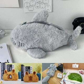  🍑peach🍑 Dễ Thương Sang Trọng Cá Mập Đại Dương Hộp Đựng Mỹ Phẩm Túi Di Động Dung Tích Lớn Bút Túi Văn Phòng Phẩm Hộp 