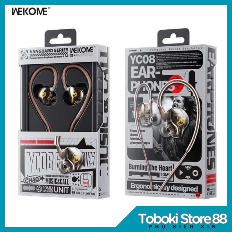 Tai nghe dây nhét tai WEKOME YC08 gaming tích hợp micro, sscản tiếng ồn điều chỉnh âm thanh Trong Su