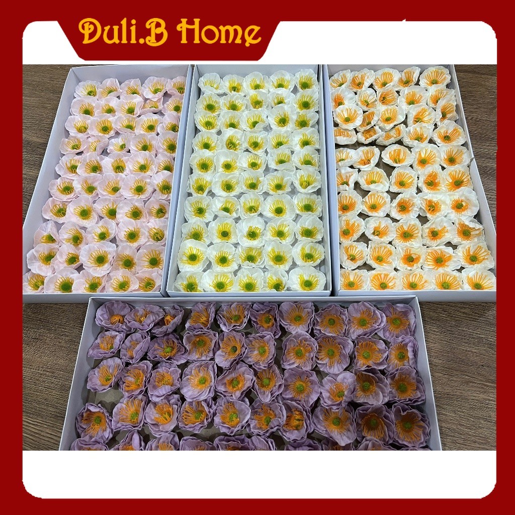[ FREESHIP ] Hộp 50 Bông Hoa Sáp Poppy - Hộp 1 Màu Không Kèm Cành - Duli.B Home