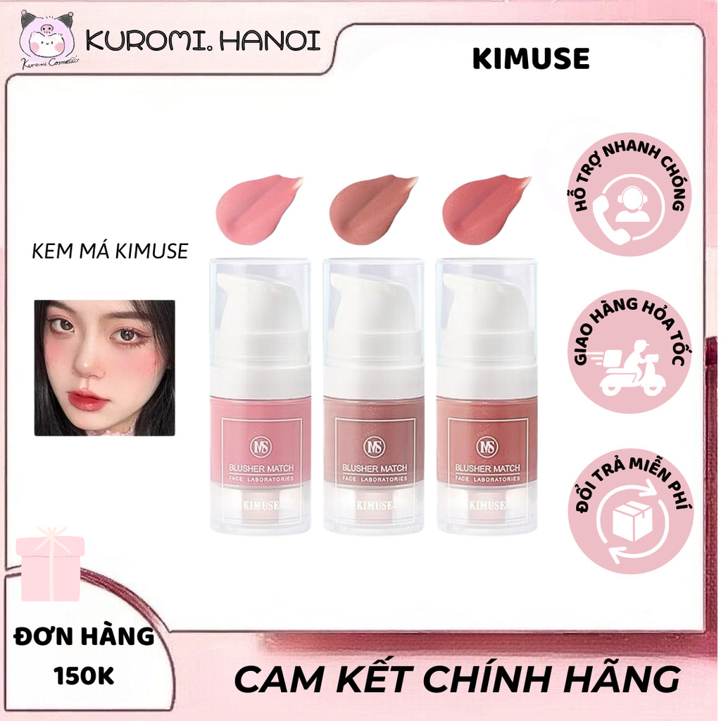 [KIMUSE] Má hồng dạng kem KIMUSE lâu trôi căng bóng chống thấm nước và mồ hôi 6ml kuromi.cosmeticshn