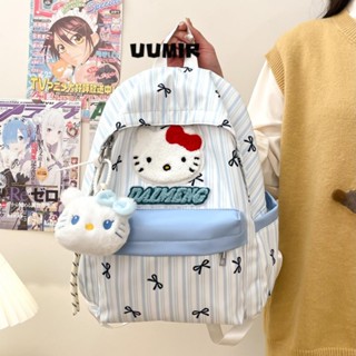  Ba lô UUMIR Hello Kitty Túi đi học hình mèo KT cỡ lớn sọc Nhật Bản Túi sách hoạt hình thời trang 