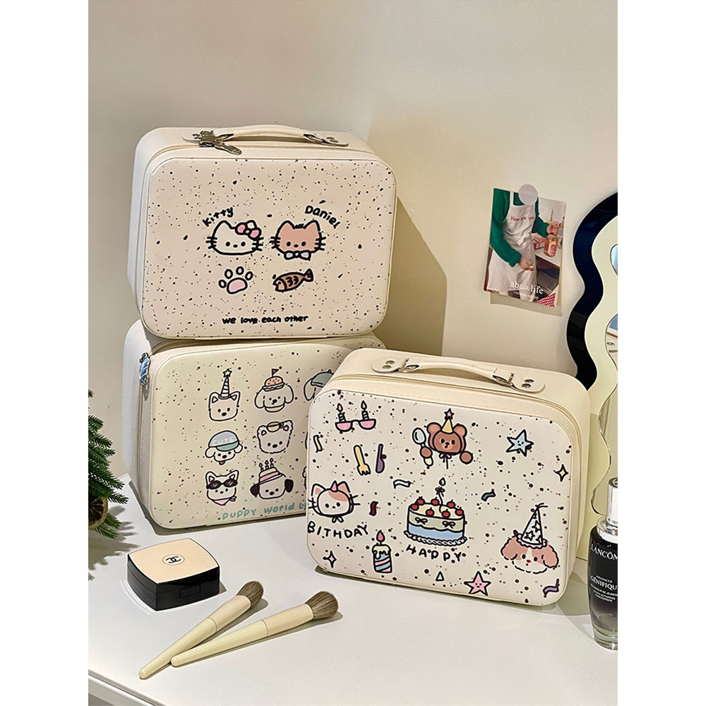 Cốp Đựng Mỹ Phẩm, Đồ Trang Điểm có gương, Túi Đựng Đồ Makeup Du Lịch Xách Tay