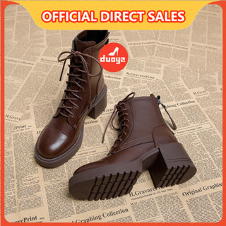 Duooya Xuất Xưởng Sản Xuất Sắc Thẳng ~ [Hàng Có Sẵn] Giày Bốt martin Cao Gót Phong Cách Anh Quốc Cho Nữ Miễn Phí Vận Chuyển