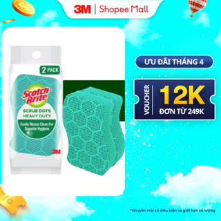 Combo 2 Miếng rửa chén hạt nổi siêu sạch 3MTM Scotch Brite® đa năng, mút kháng khuẩn, không bám cặn bẩn gây mùi màu xanh