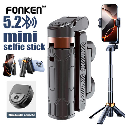 Fonken Mini Selfie Stick Tripod Có Thể Gập Lại Monopod Điều Khiển Bluetooth Không Dây Cho Điện Thoại Thông Minh Cân Bằng Chụp Ảnh Ổn Định Trực Tiếp