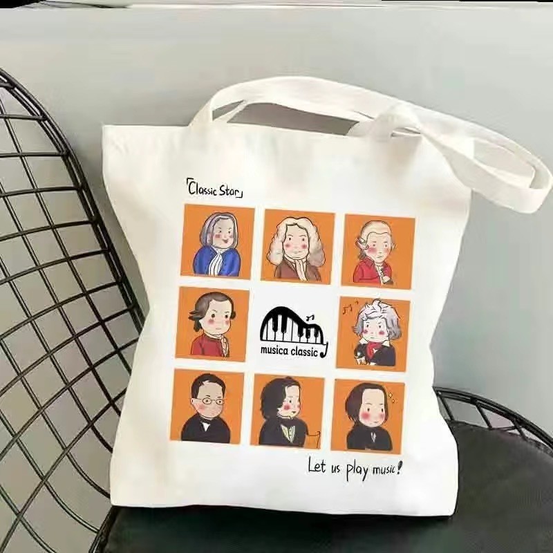 Túi vải sinh viên Beethoven Mozart Hướng dẫn đi chơi nhạc sĩ cổ điển Túi sách một vai