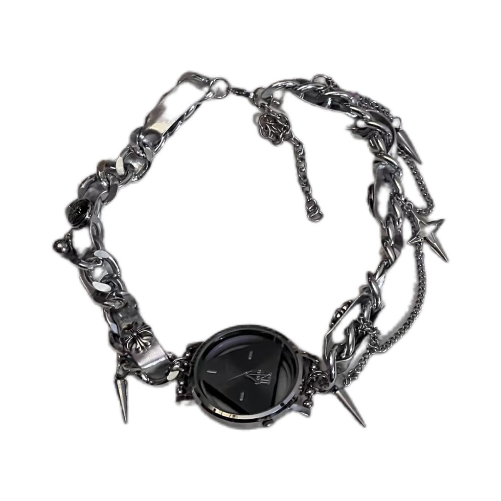 FXDAZI Dây chuyền độc đáo WEIXIA/choker Cyberpunk Crow Watch da độc đáo cổ Y2K dây chuyền hot girl t