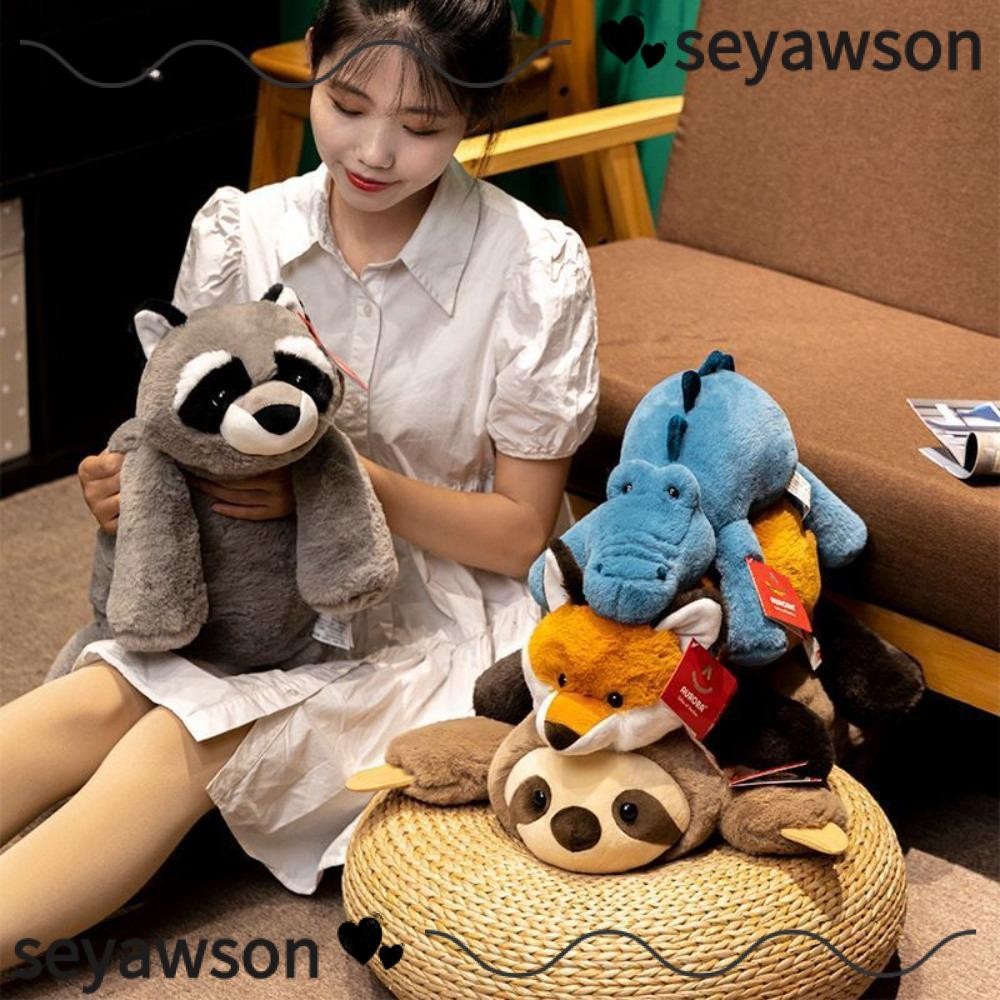 SEYAWSON Plushie Thú Nhồi Bông, Raccoon Big Sloth Sang Trọng, Quà Tặng Sloth Lông Tơ Lông Cá Sấu Ném