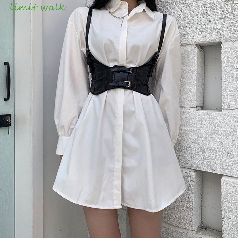 Váy Pu Da Với Chi Tiết Corset Phong Cách Hàn Quốc