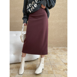 Váy len dáng chữ A thẳng cạp cao xẻ lưng thiết kế cá tính kiểu Pháp sn6675