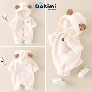 Bodysuit Bé Trai Bé Gái Dakimi BABYWEAR hình gấu dễ thương,Body Lông Cừu Ấm Áp Cho Bé, Bộ Liền Thân Size 3-12kg