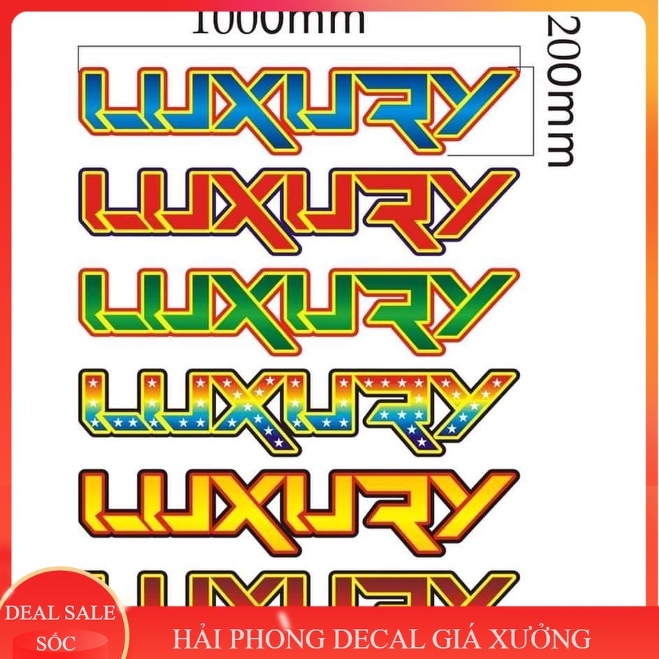 Tem chữ Luxury dán xe tải, Tem chữ dán đầu xe. Tem decal Luxury