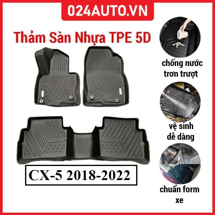 Thảm sàn nhựa TPE 5D đúc nguyên khối -  Mazda CX5 CX-5 2018-2019-2020-2021-2022