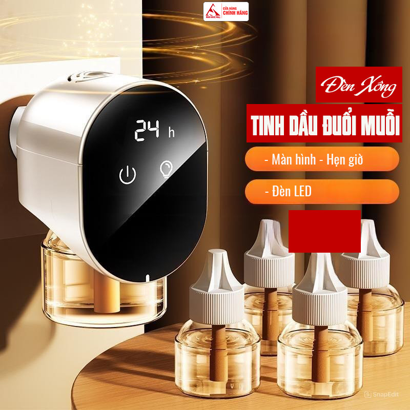 Đèn xông tinh dầu đuổi muỗi Màn hình hiển thị hẹn giờ đèn LED Thiên nhiên xua côn trùng Minh House