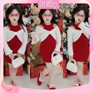 Váy đầm bé gái CS677, váy đỏ sát nách kèm áo khoác cho bé gái mặc noel, tết