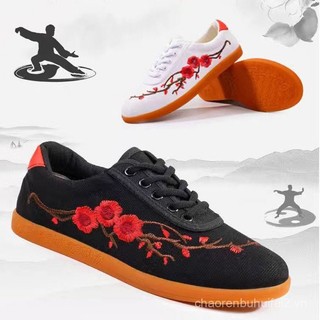 Giày thể thao canvas thêu cho nữ, thoáng khí, phù hợp tập Thái Cực Quyền và võ thuật