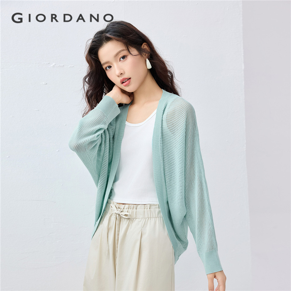 GIORDANO WOMEN Buttonless hollow knit cardigan 13355205