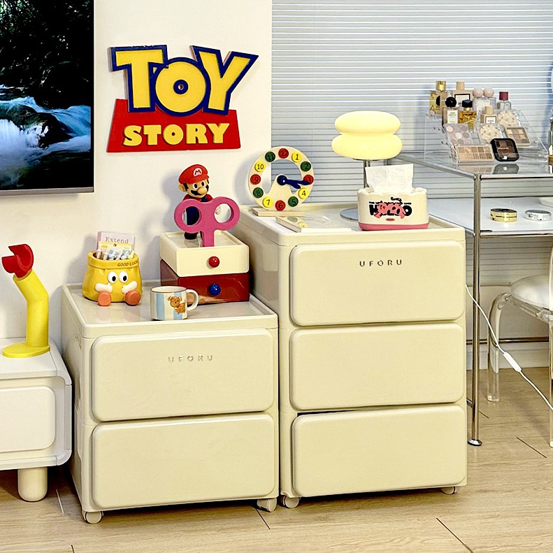 (SẴN) Tủ nhựa đựng đồ màu trắng kem để sàn phòng ngủ, Tủ đựng đồ ăn vặt đồ dùng phòng ngủ gia đình