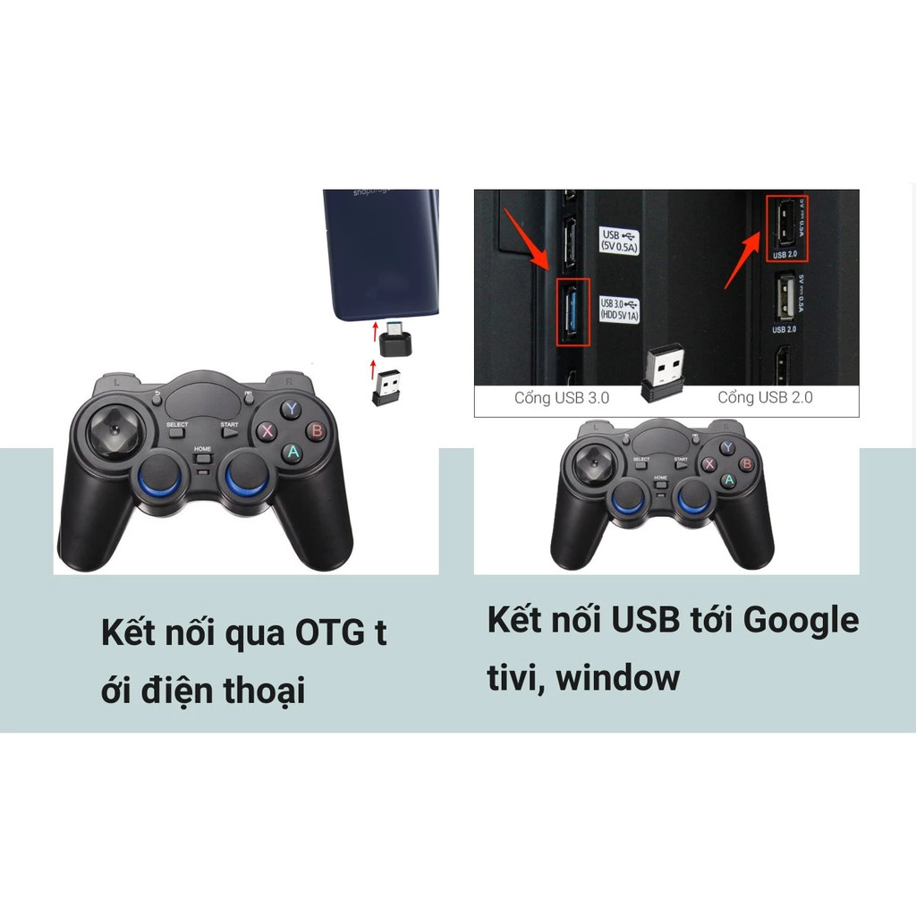 Tay cầm chơi game cho PC, laptop, google tivi, giả lập nes.emu, ppspp