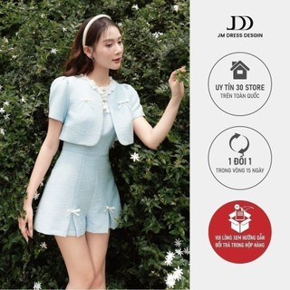 Áo ngắn cổ tròn tay tay nhún JM Dress Design 2T25.2404K