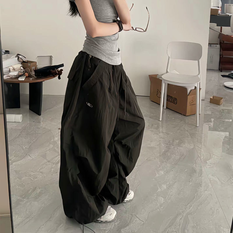 FXDAZI Quần casual độc đáo phong cách retro Mỹ, rộng rãi, quần jazz dance, quần cargo lính dù, quần 