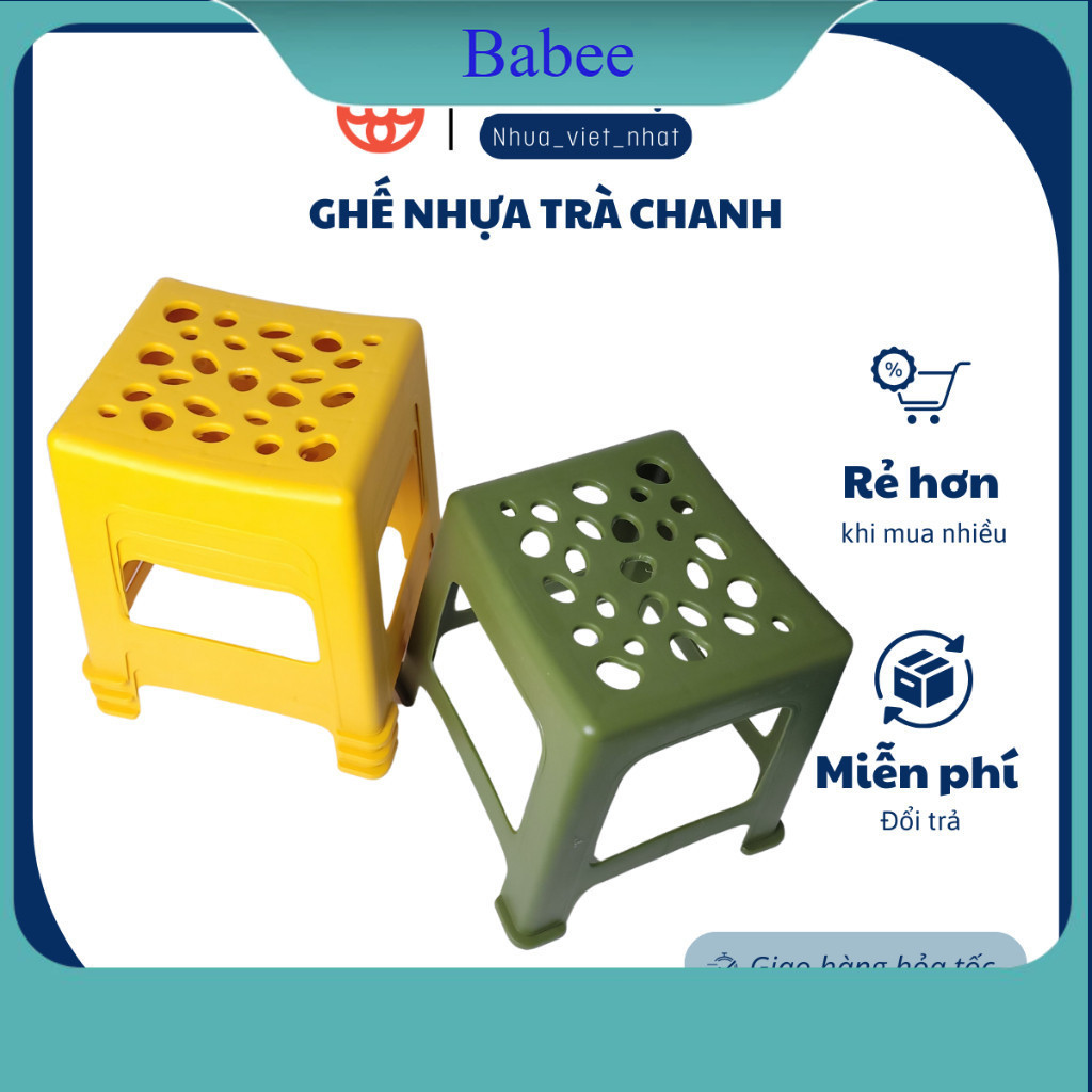 Ghế nhựa trà chanh, ghế đẩu màu xanh, vàng, cam Gia Long ngồi quán nướng, trà sữa, trà chanh vỉa hè