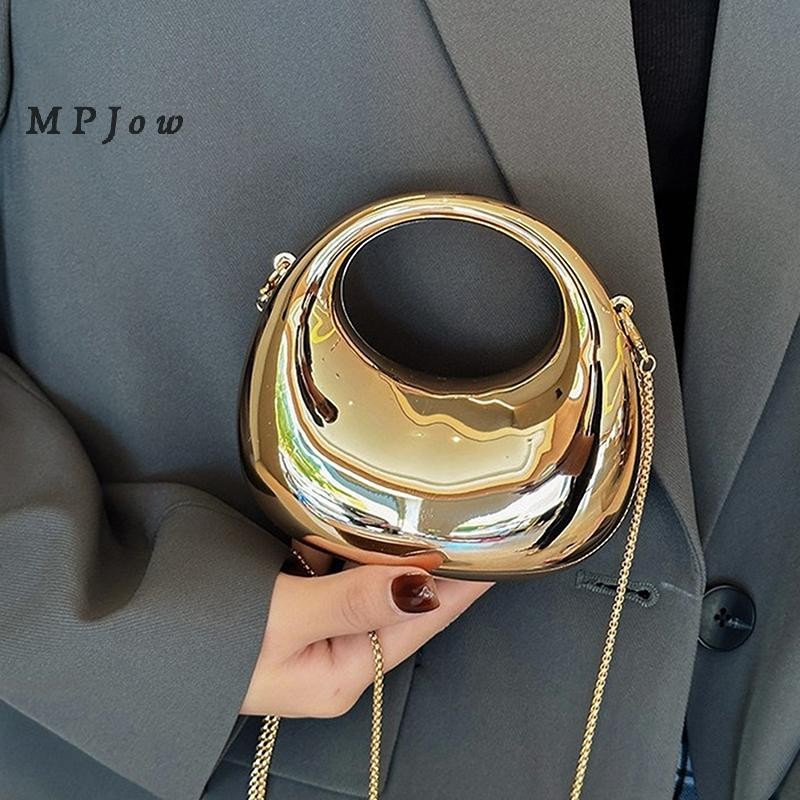 MPJow Dây Xích Nữ Túi Đeo Ngang Ví Nhỏ Acrylic Kim Loại Luster Nửa Trăng Đảng Tiệc Túi Nữ Sang Trọng Túi Xách Tốt