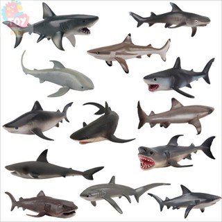 Mô phỏng Deep Sea Life Shark Model Set Solid Whitefin Reef Shark Megalodon Whitefin Shark Đồ chơi cá mập Đồ trang trí
