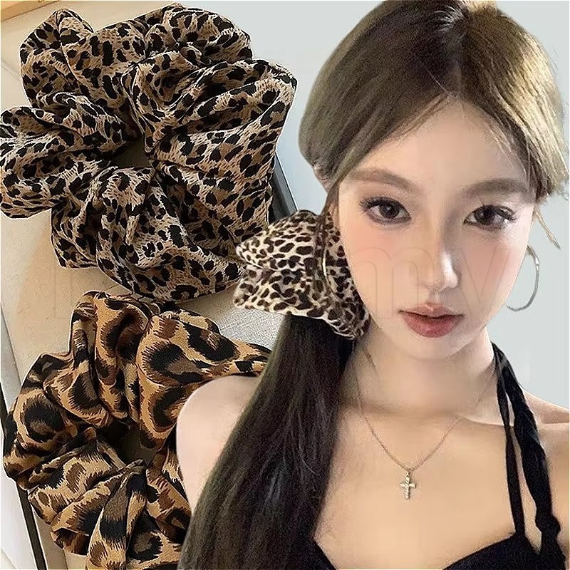 Băng đô ruột da báo - Dây buộc tóc đuôi ngựa cho bé gái - Ruy băng tóc tối giản - Nhẫn tóc mùa thu đ