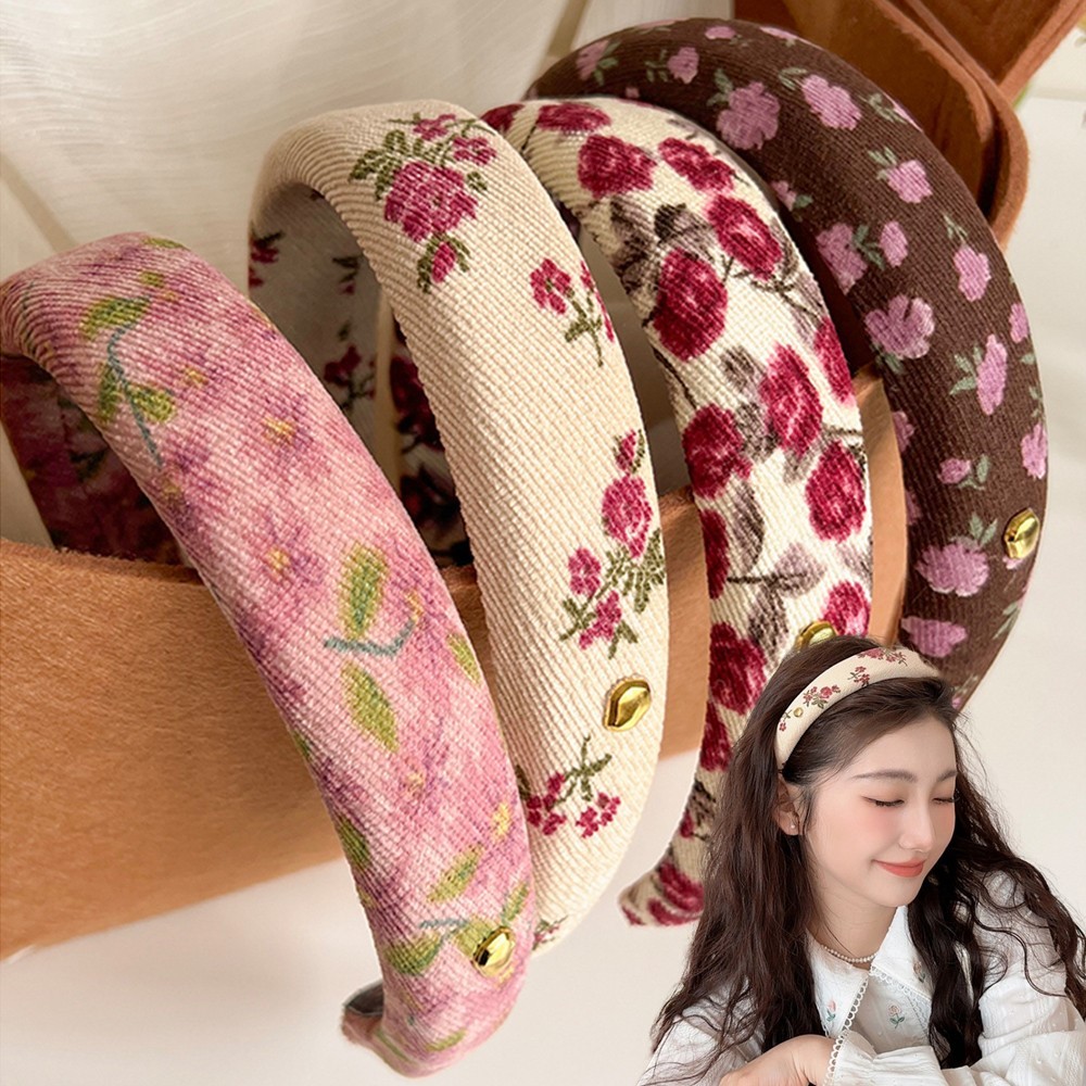 Pháp Vintage Hoa Băng Đô Đầu Cao Đầu Lâu Vương Miện Tính Khí Xốp Băng Đô Phụ Kiện Tóc