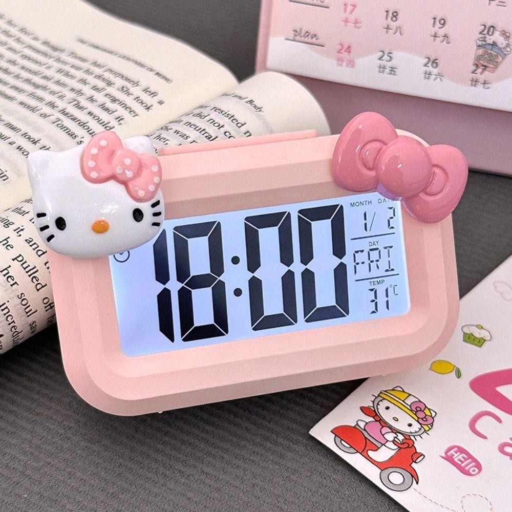 Đồng hồ kỹ thuật số LED GIỚI THIỆU, Báo thức Sanrio Hello Kitty Đồng hồ báo thức hoạt hình đa chức năng, Kawaii Mini có đèn ngủ Đồng hồ để bàn dễ thương Ký túc xá sinh viên