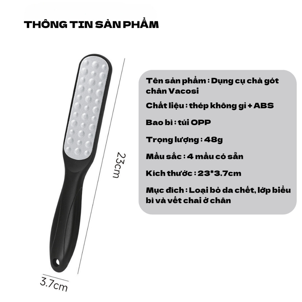 Cây chà gót chân Vacosi, dụng cụ mài gót chân hai mặt, đồ nạo gót, bào và tẩy da chết bằng tay.