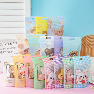  Set 10 túi zip đựng bánh kẹo quà hoạ tiết thỏ và gấu hoạt hình  Size 250g  ----- Z250 