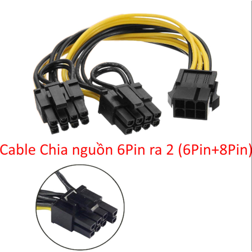Cáp chia nguồn 6Pin ra 2 cổng 8Pin (6pin + 2pin)