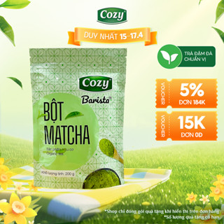 Bột Matcha Cozy Organic Tea 200gr Thơm Vị Trà Xanh Dịu Nhẹ, Dễ Uống, Dùng Trong Pha Chế, Làm Bánh, Làm Đẹp