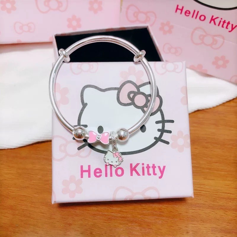 Hàn Quốc nơ dễ thương Vòng tay HelloKitty nữ màu bạc ins quà tặng sinh nhật học sinh | Gấu Blue Hous