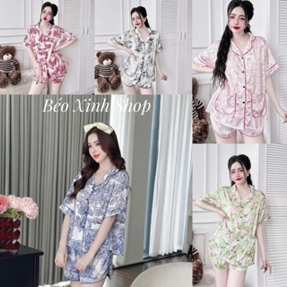 Đồ Bộ - Đồ Ngủ Quần Đùi Vải Lụa Măng gồ Cao Cấp Pijama Bigsize 50-100kg Béo Xinh Shop B ộ Ngủ Nữ