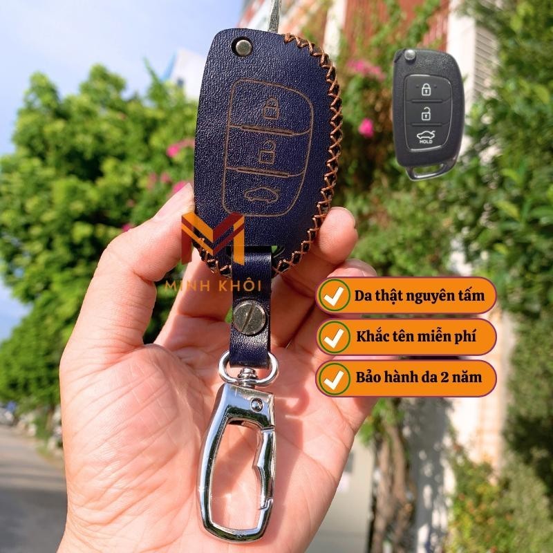 Bao da chìa khoá ô tô hyundai grand i10 bản thiếu, accent đời cũ, solati chìa gập bảo vệ chìa khoá