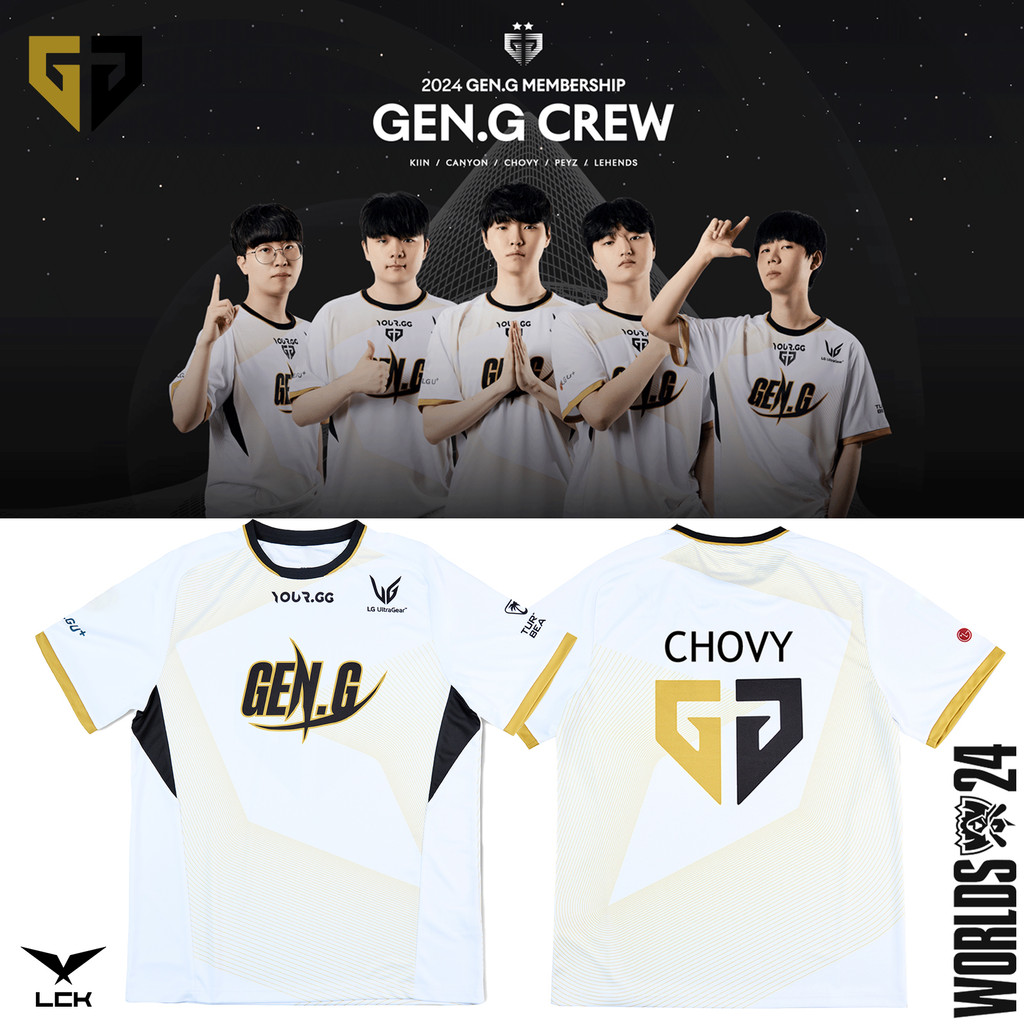 2024 Mới GEN G Esports Đội Đồng Phục Áo Thun Liên Minh Huyền Thoại Thế Giới Chung Kết Jersey Áo LOL 