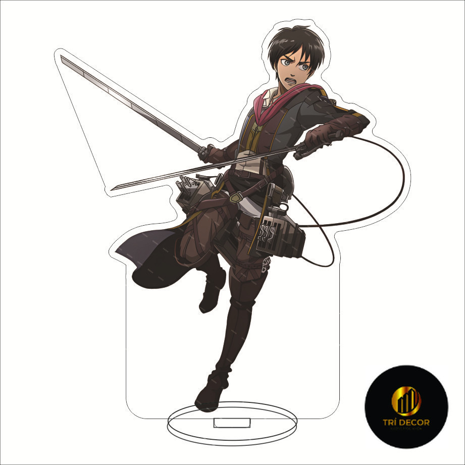 Móc Khoá, Mô Hình Standee Anime Attack On Titan Eren Jaeger Mikasa Trang Trí Bàn Học