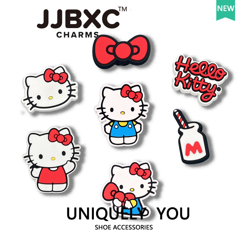 JJBXC Charm Cross Khóa Giày Hello Kitty Charm cross Dễ Thương Phụ Kiện Giày Sanrio Sticker Dép Cross