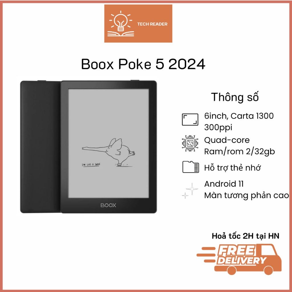  Máy đọc sách Boox Poke 5 2024 phiên bản mới màn Carta 1300 - Hàng nhập khẩu 