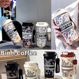  Bình Nước Giữ Nhiệt Coffee 520ml - Ly Giữ Nhiệt Có Ống Hút inox 316 Cao Cấp Chống Đổ Nước Gia Dụng One Top 