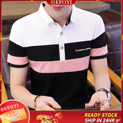 Áo thun nam trơn Polo S-5XL Áo thun Cotton ngắn tay thời trang Hàn Quốc Ve áo xu hướng mùa hè