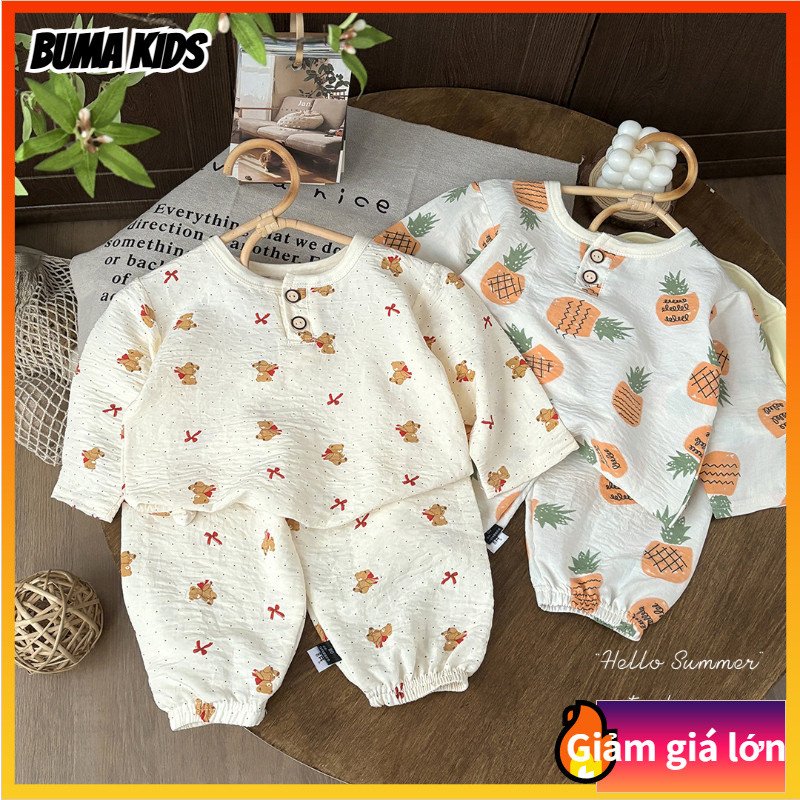 BUMA KIDS🔥Trẻ em thời trang quần áo nhà, đáng yêu in Pajama Set